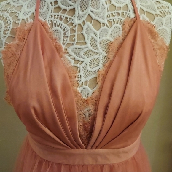 FASHION NOVA Work The Runway Blush Tulle Maxi Backless Dress - Picture 6 of 16